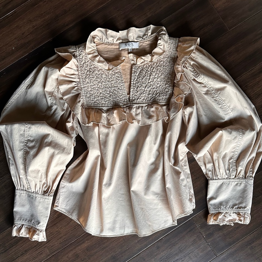 Sea Beige Ruffled Top - Picture 3 of 5